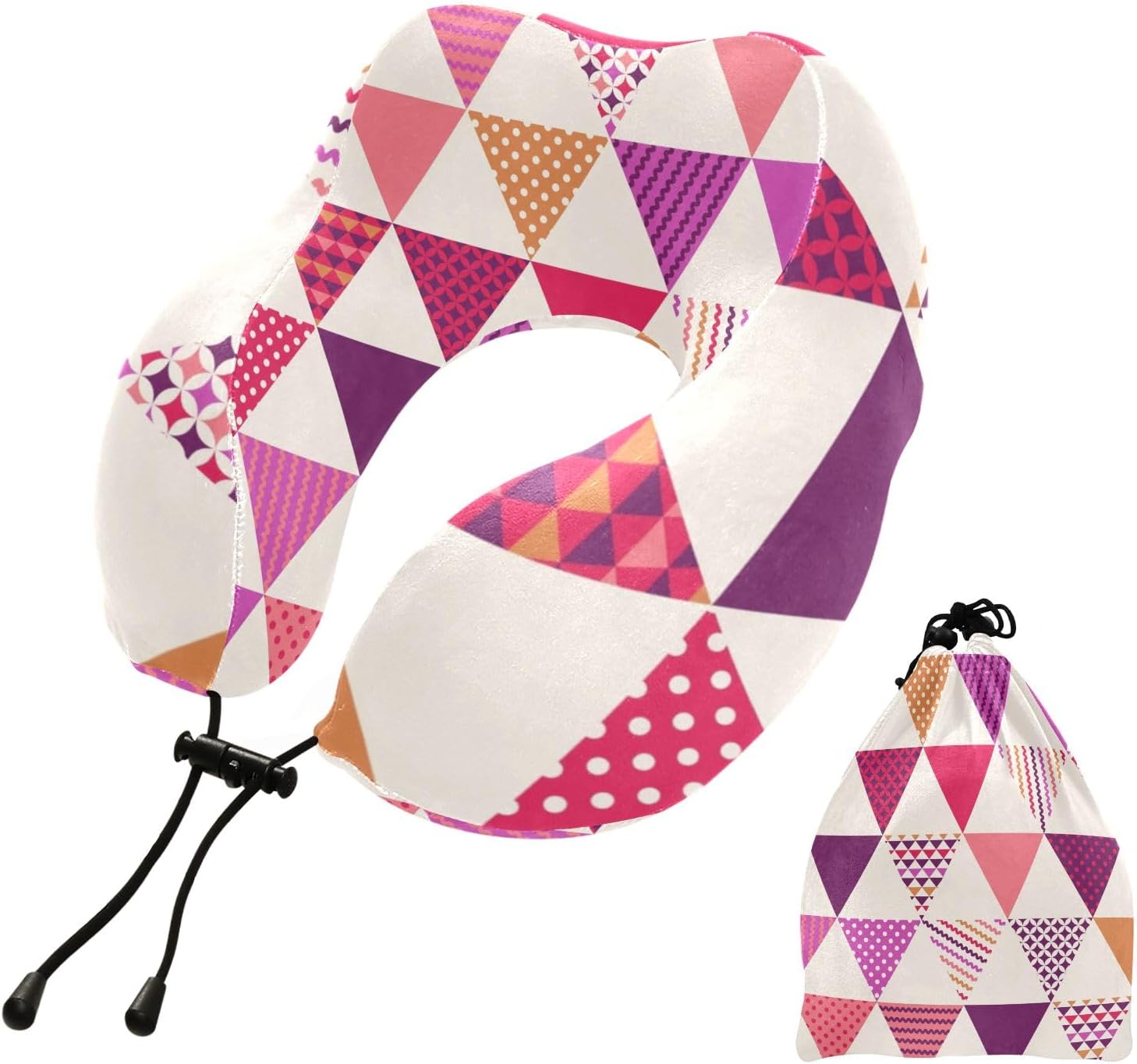 Joisal Almohadas portátiles del viaje del patrón geométrico del triángulo, almohadas en forma de U para el avión, almohada del cuello de los niños