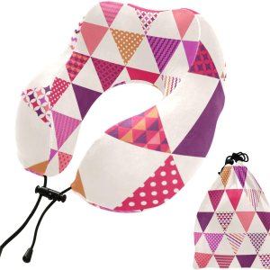 Joisal Almohadas portátiles del viaje del patrón geométrico del triángulo, almohadas en forma de U para el avión, almohada del cuello de los niños Joisal Almohadas portátiles del viaje del patrón geométrico del triángulo, almohadas en forma de U para el avión, almohada del cuello de los niños
