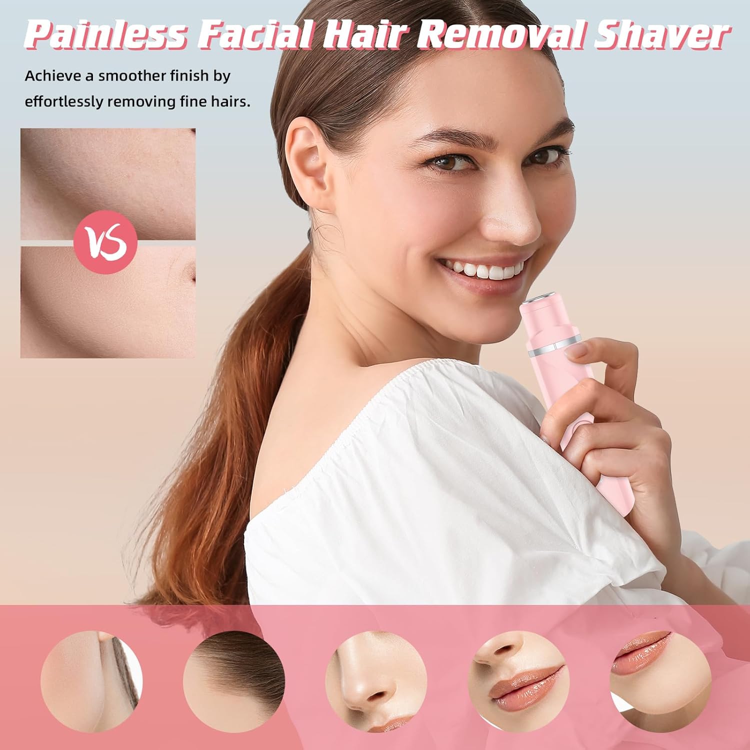 3 in 1 Bikini Trimmer for Women, Painless Facial Hair Removal, Electric Razors for Womens Pubic Hair, Cordless Body Shaver for Face, Underarm, Leg,