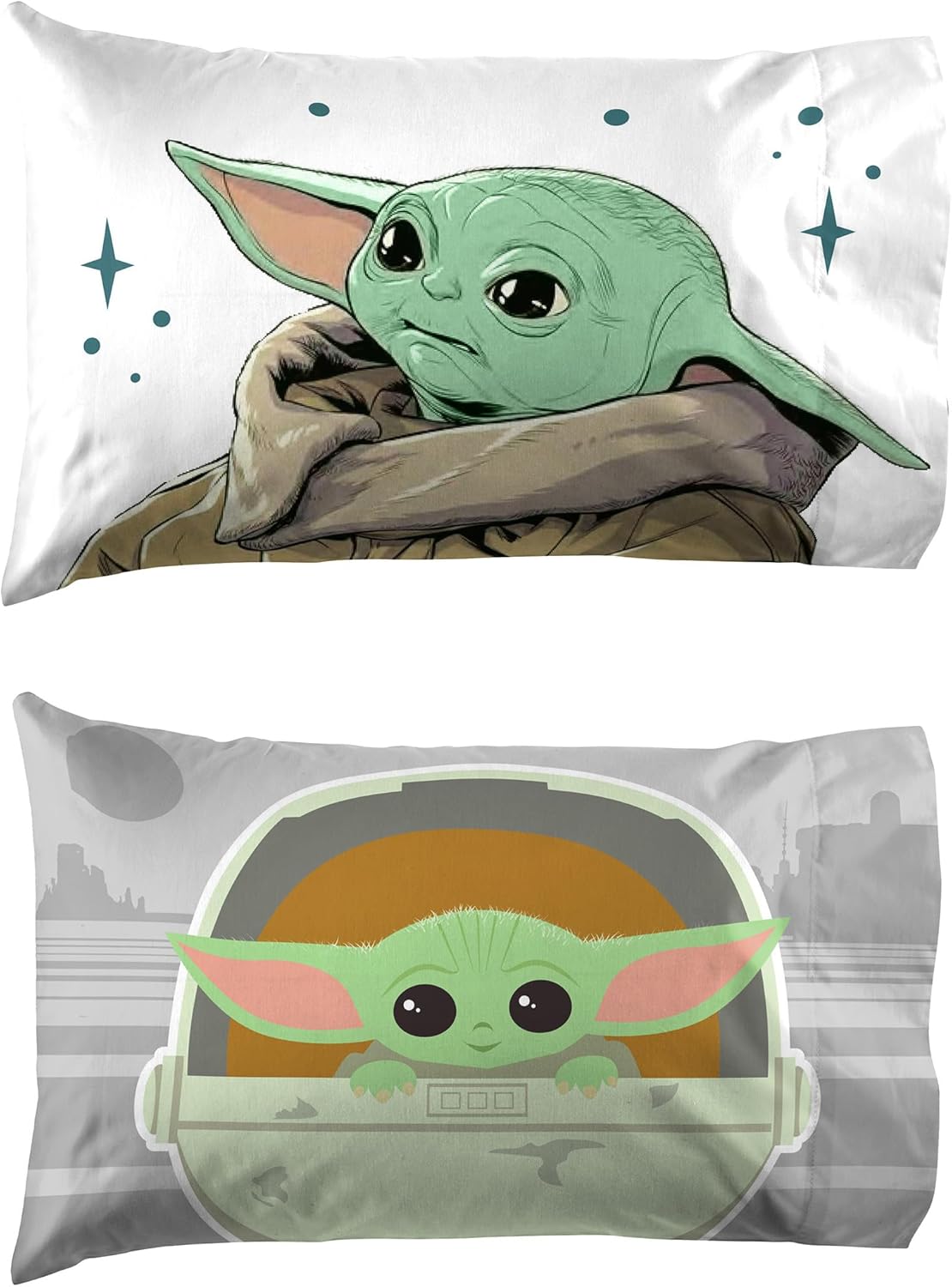 Jay Franco Paquete de fundas de almohada Mandalorian Curious Child and The Cutest Bounty