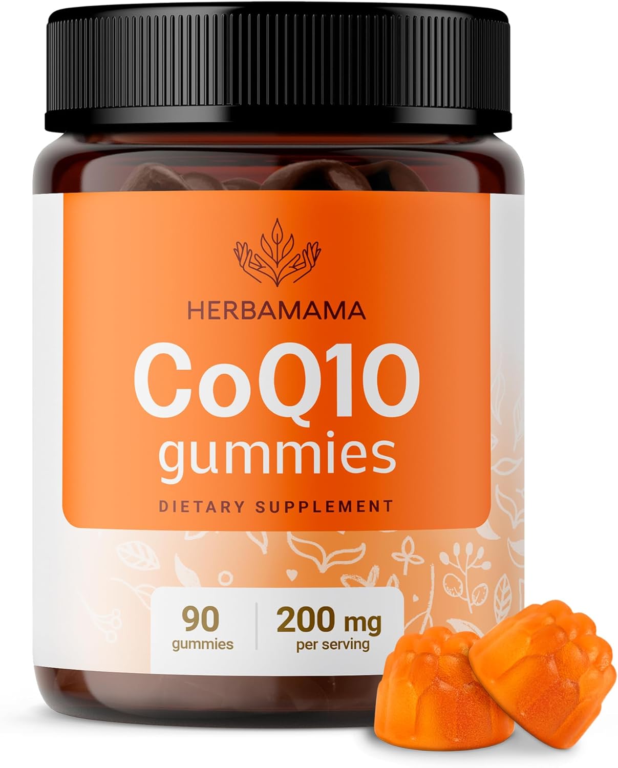 HERBAMAMA Gomitas CoQ10  Coenzima Q10 (Ubiquinol) Vitamina  Gomitas antioxidantes y de apoyo energético para adultos  Sin gluten Vegano Sabor
