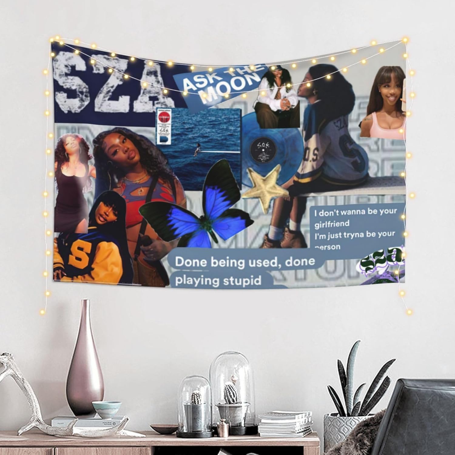 SZAS – Tapiz de cantante estadounidense, tapiz para colgar en la pared, álbum de pared, póster de fotos cómodo, póster para el hogar, decoración del