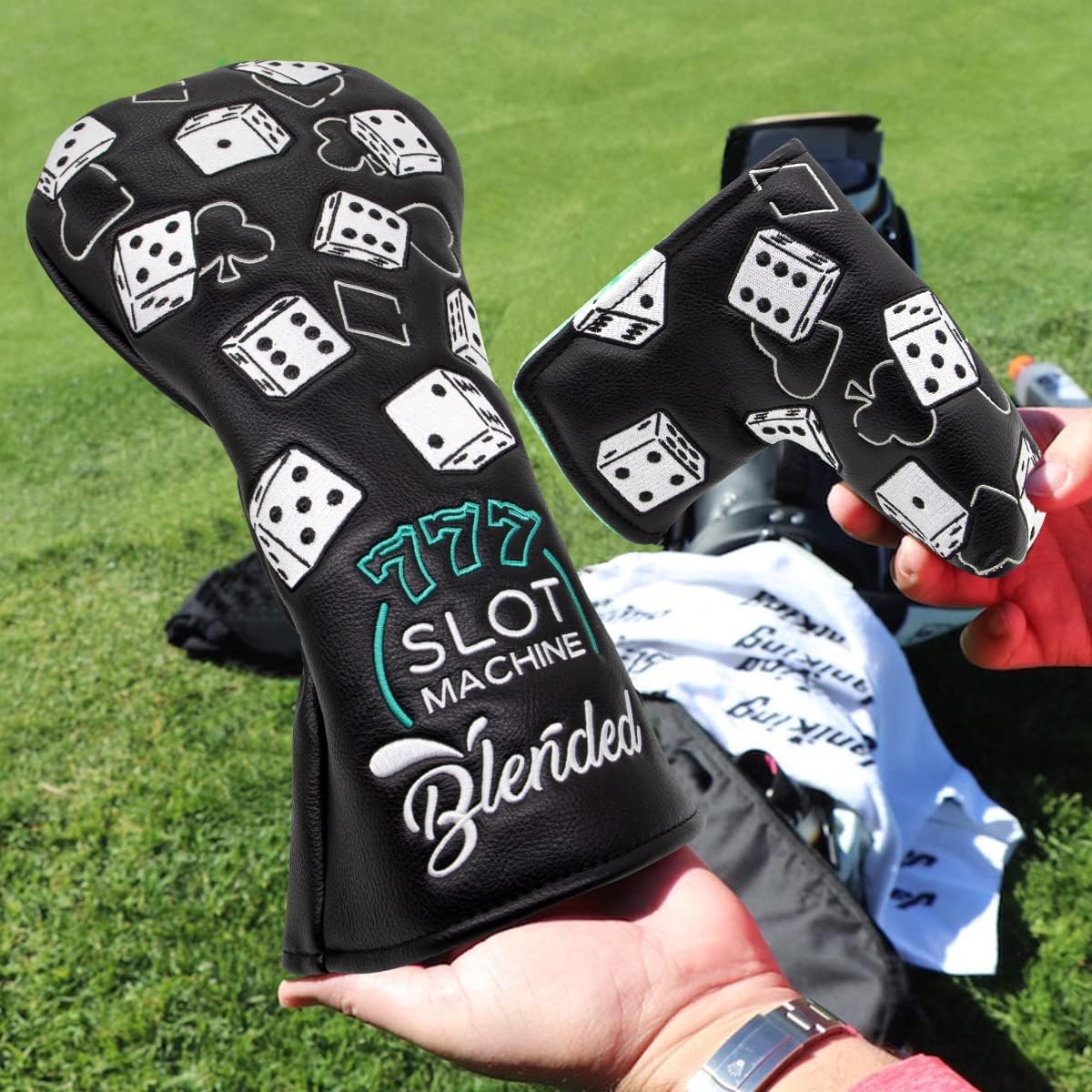 Fundas para palos de golf Lucky 777 Blade Putter Headcover Golf Driver Covers Fairway Wood Headcover Hybrid Head Cover Blade Putter Cover Leather 3