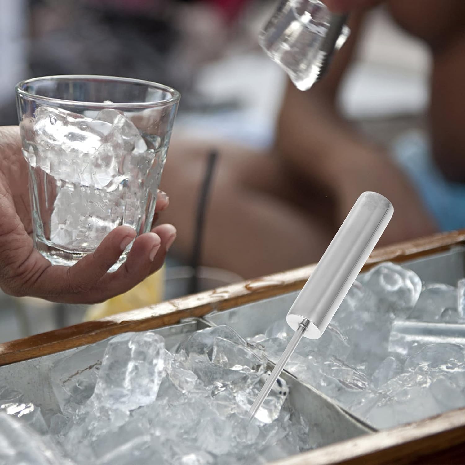DOITOOL Picadora de hielo de acero inoxidable, trituradora de hielo, herramienta de hielo triturado para cocina, bares, camarero, picnic, camping y
