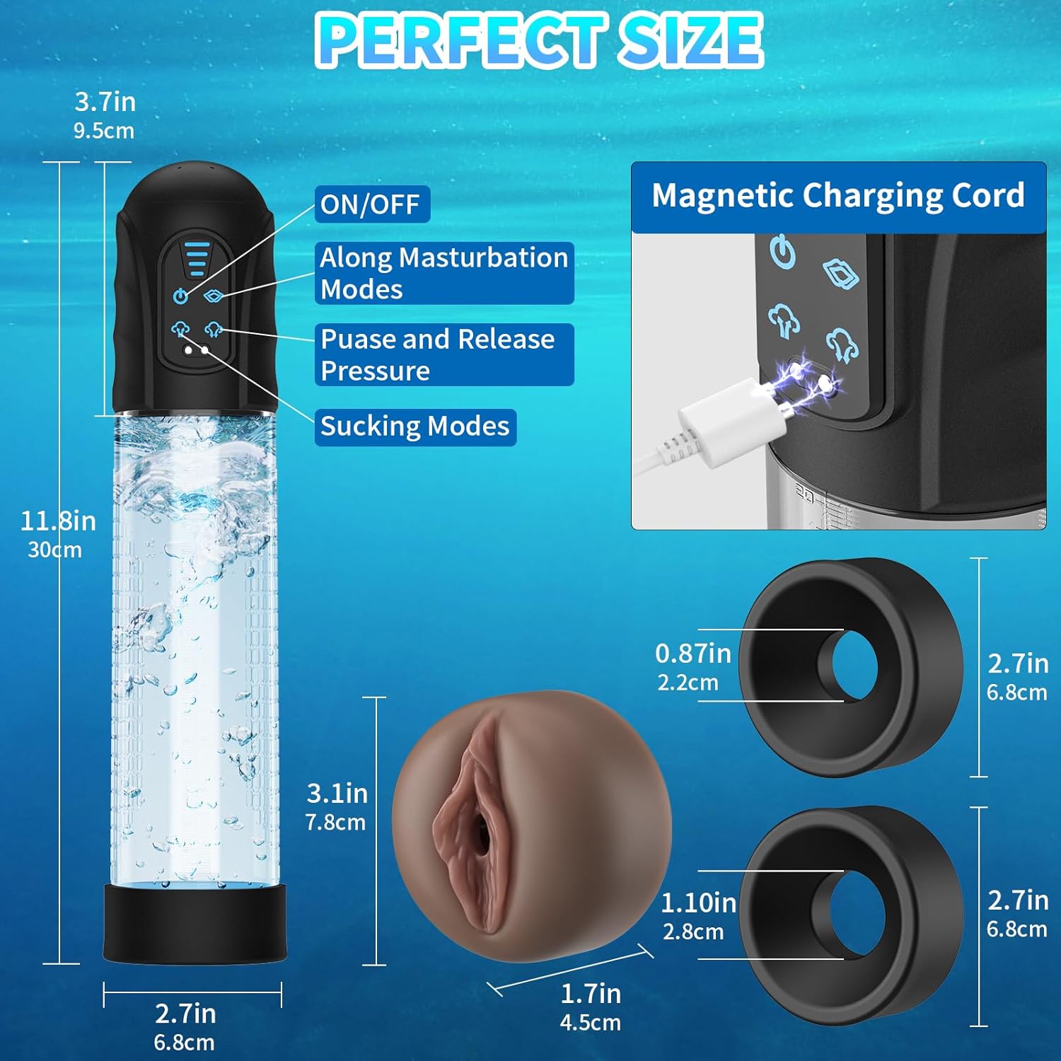 Bomba de pene de agua, juguetes sexuales masculinos, ampliadora de pene automática impermeable, bomba de expansión, bomba de pene eléctrica,