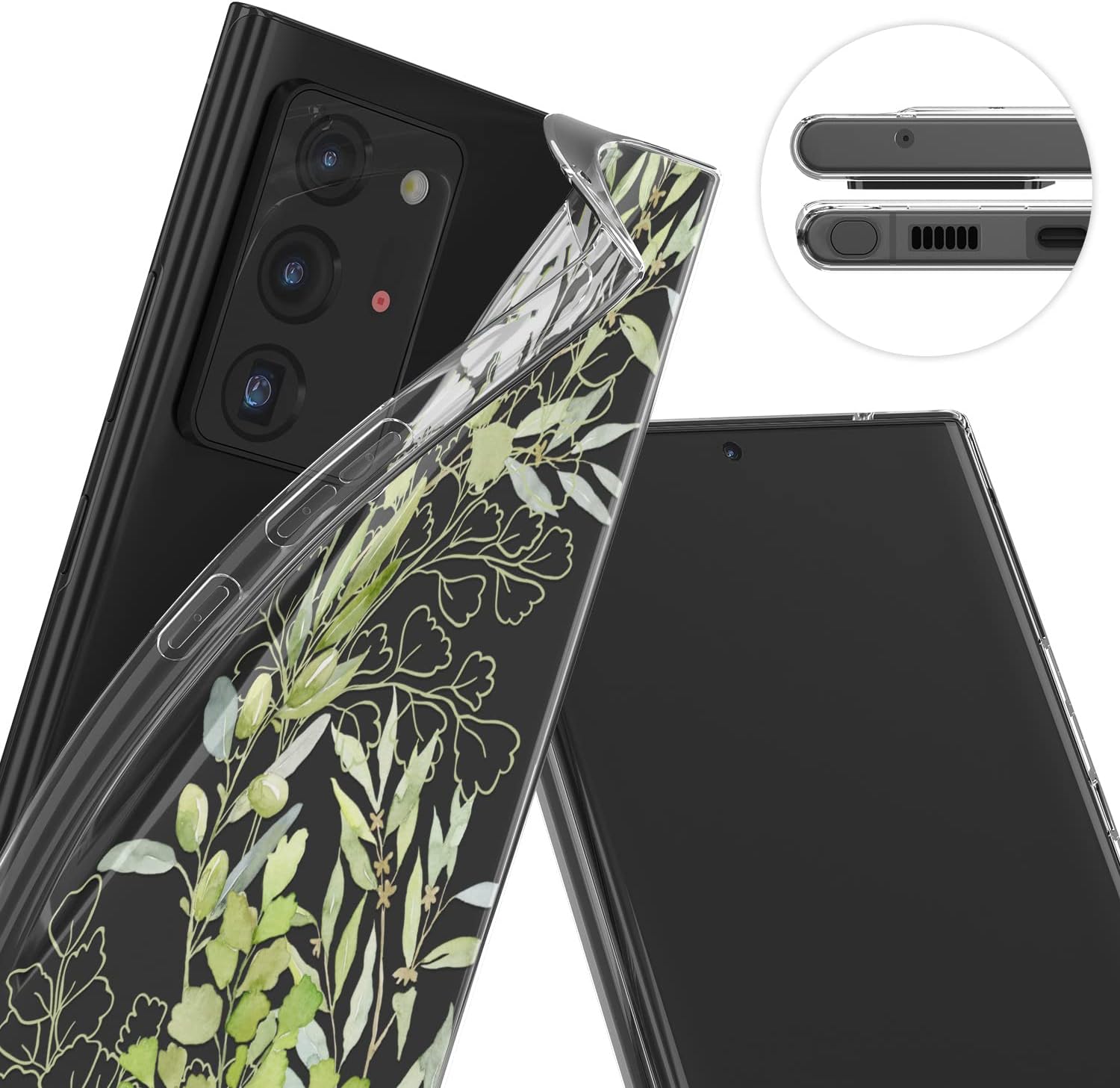 Cavka Funda de teléfono compatible con Samsung Galaxy S23 Ultra S22 S21 FE 5G S20 Note 20 10 Plus hojas de olivo ligeras a prueba de golpes, plantas