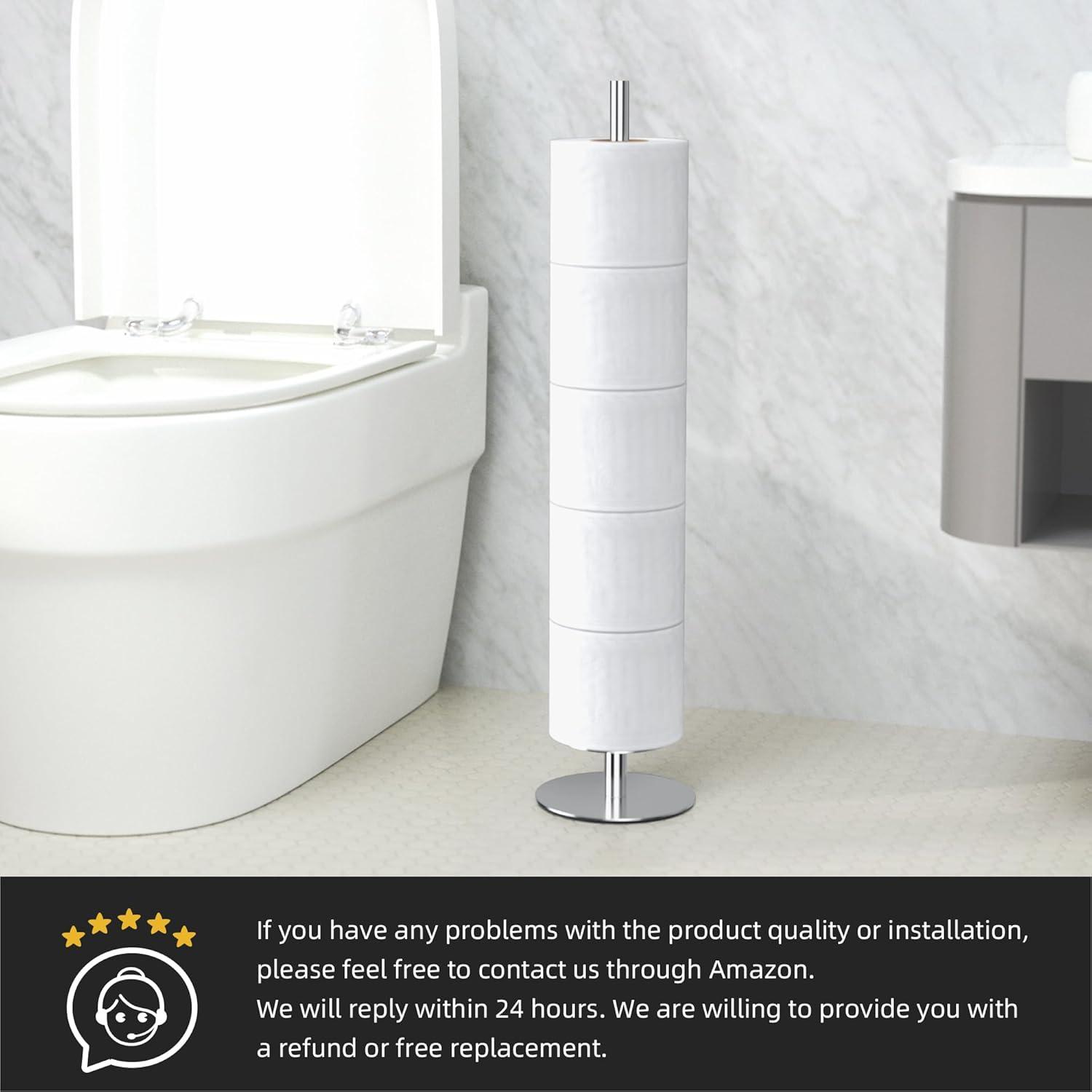 Soporte de papel higiénico de níquel cepillado para almacenamiento de papel higiénico de baño, soporte de papel higiénico independiente de acero