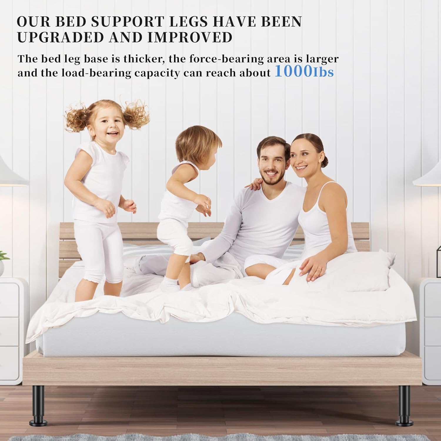 O.HSNYIU Soporte mejorado para patas de cama, 4 patas de soporte de marco de cama de metal ajustables, reemplazo de patas de cama ajustables de 5.9