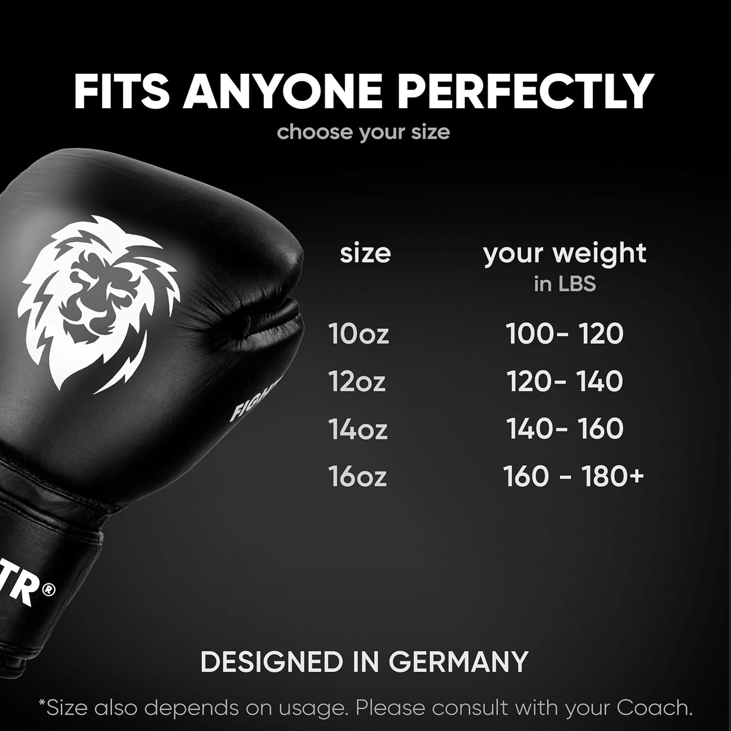 FIGHTR Guantes de boxeo profesionales hechos de cuero genuino  hombres y mujeres  para boxeo, artes marciales mixtas, artes marciales 10, 12, 14, 16