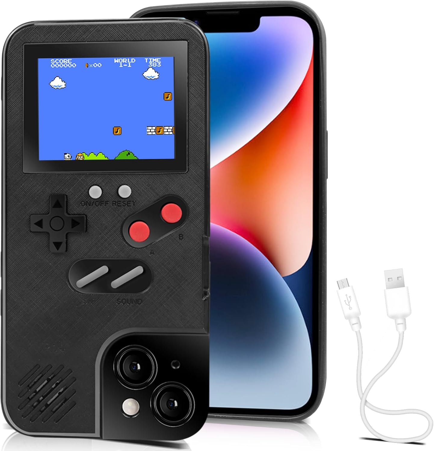 Funda de Gameboy protectora para iPhone 12 Pro Max, funda protectora retro autoalimentada con 36 juegos pequeños, pantalla a color, funda para