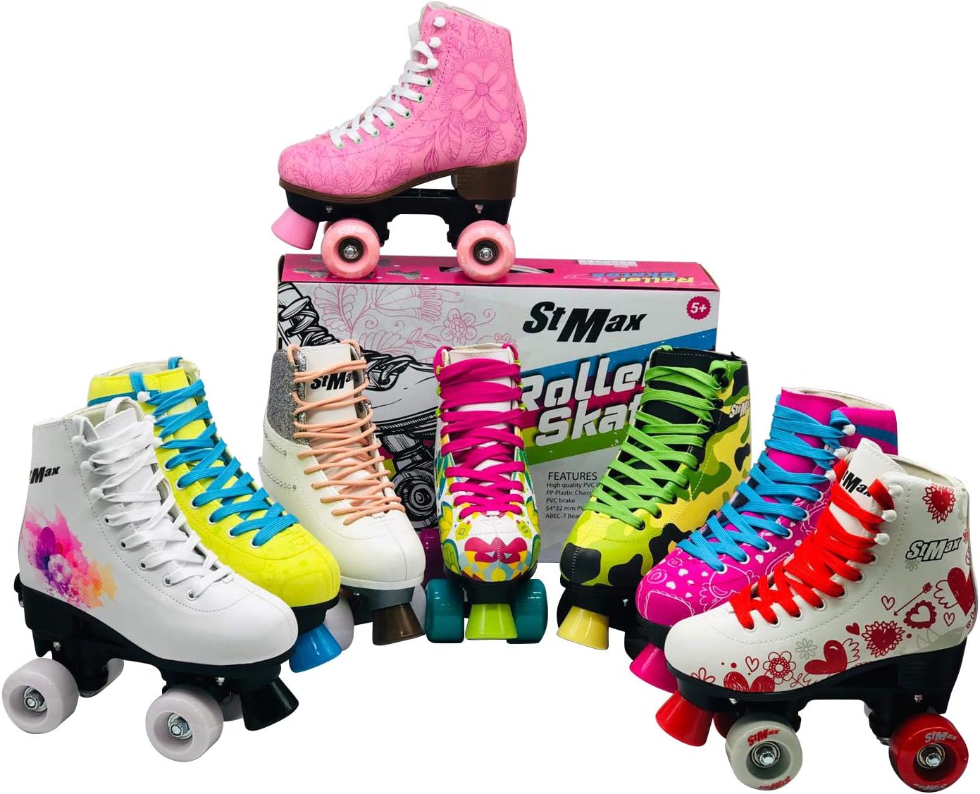 Patines clásicos Derby de 4 ruedas para mujeres y niñas, patines cuádruples para niños y adultos Patines para niñas y mujeres patines al aire libre