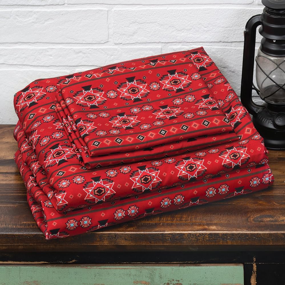 Black Forest Decor Juego de sábanas Native Sky Red – King