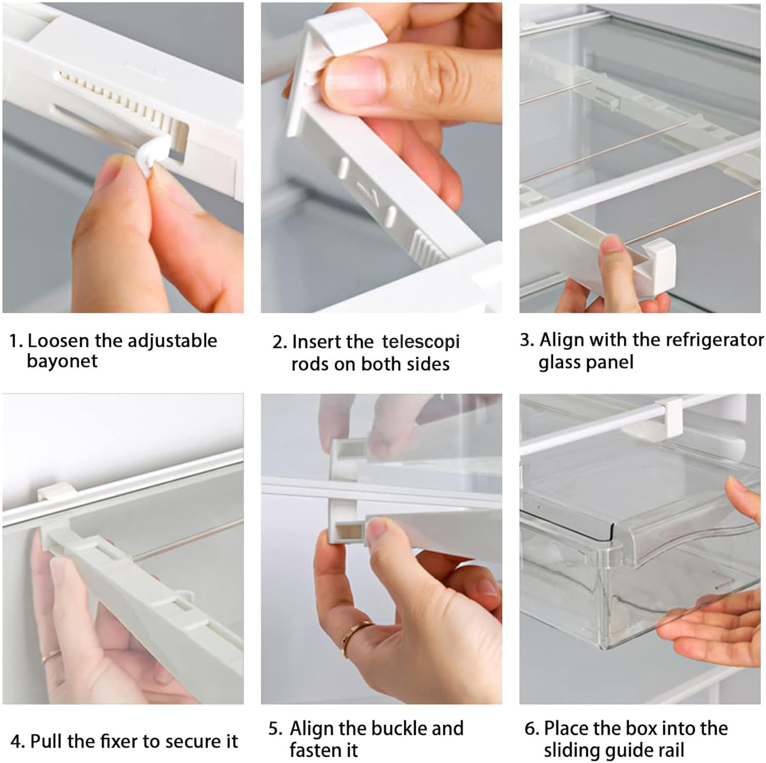 URALFA Paquete de 2 organizadores de cajones para refrigerador, cajones de refrigerador para frutas y verduras, organización y caja de