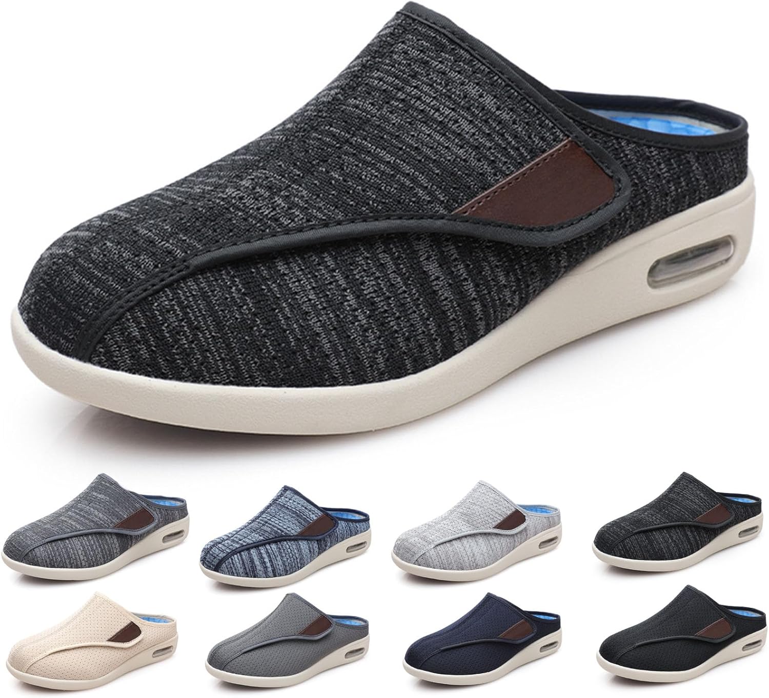 Tenis extra anchos con edema para caminar, con correa ajustable, ideales para diabetes, edema, fascitis plantar y pies hinchados