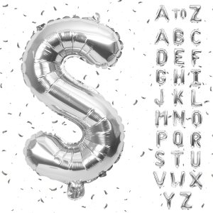 Biapian Globos de letras de 40 pulgadas, globo plateado con letra S grande, 1 globo gigante de aluminio de aluminio individual S para cumpleaños, Biapian Globos de letras de 40 pulgadas, globo plateado con letra S grande, 1 globo gigante de aluminio de aluminio individual S para cumpleaños,