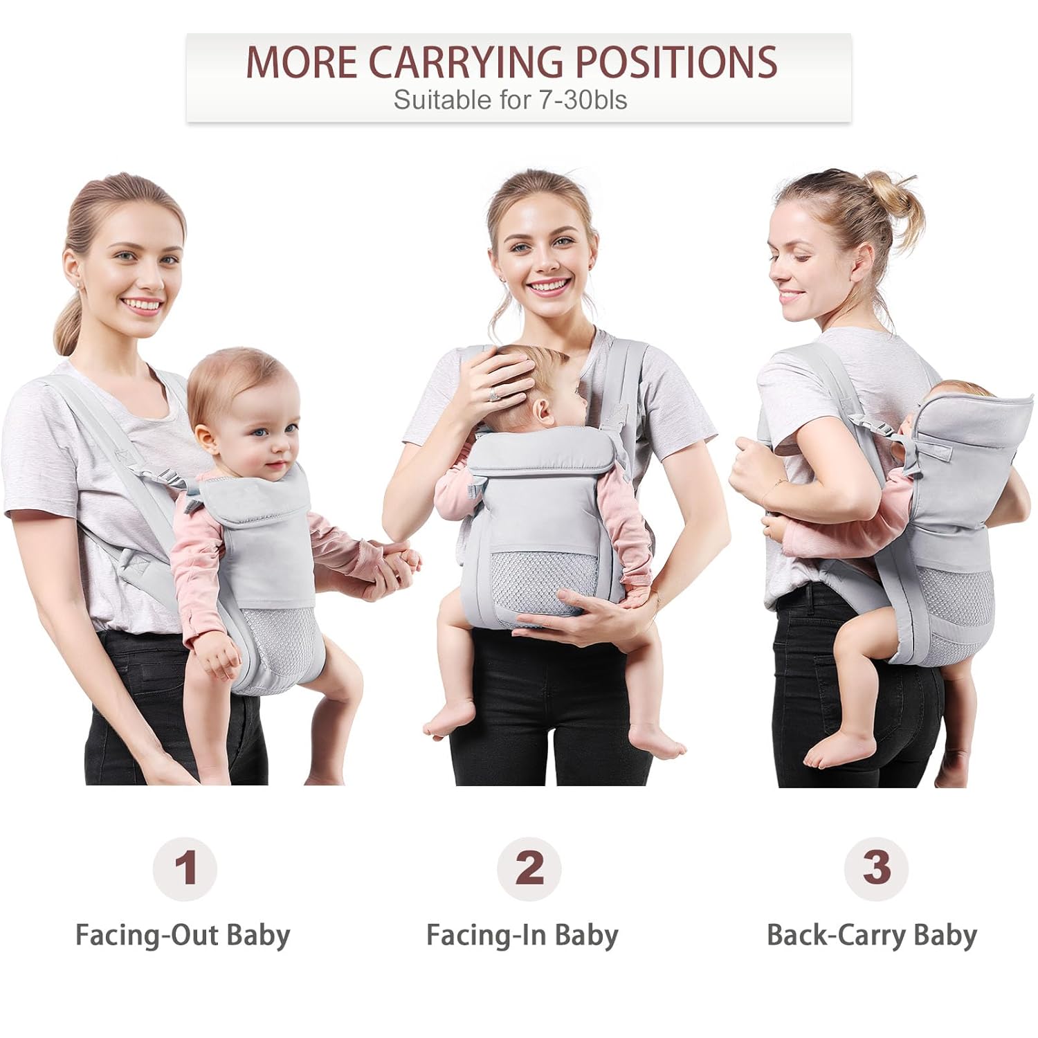 Portabebés para recién nacidos a niños pequeños, acogedor portabebés (7-30 libras), portabebés fácilmente ajustable, portabebés ligero, portabebés,