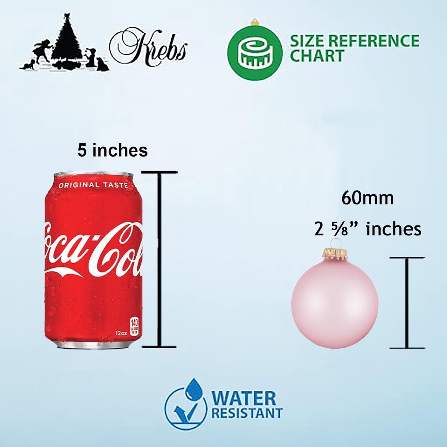Christmas By Krebs – Adornos de cristal para árbol de Navidad, bolas de diseñador de 2.638 in2.63 pulgadas, decoraciones navideñas colgantes sin