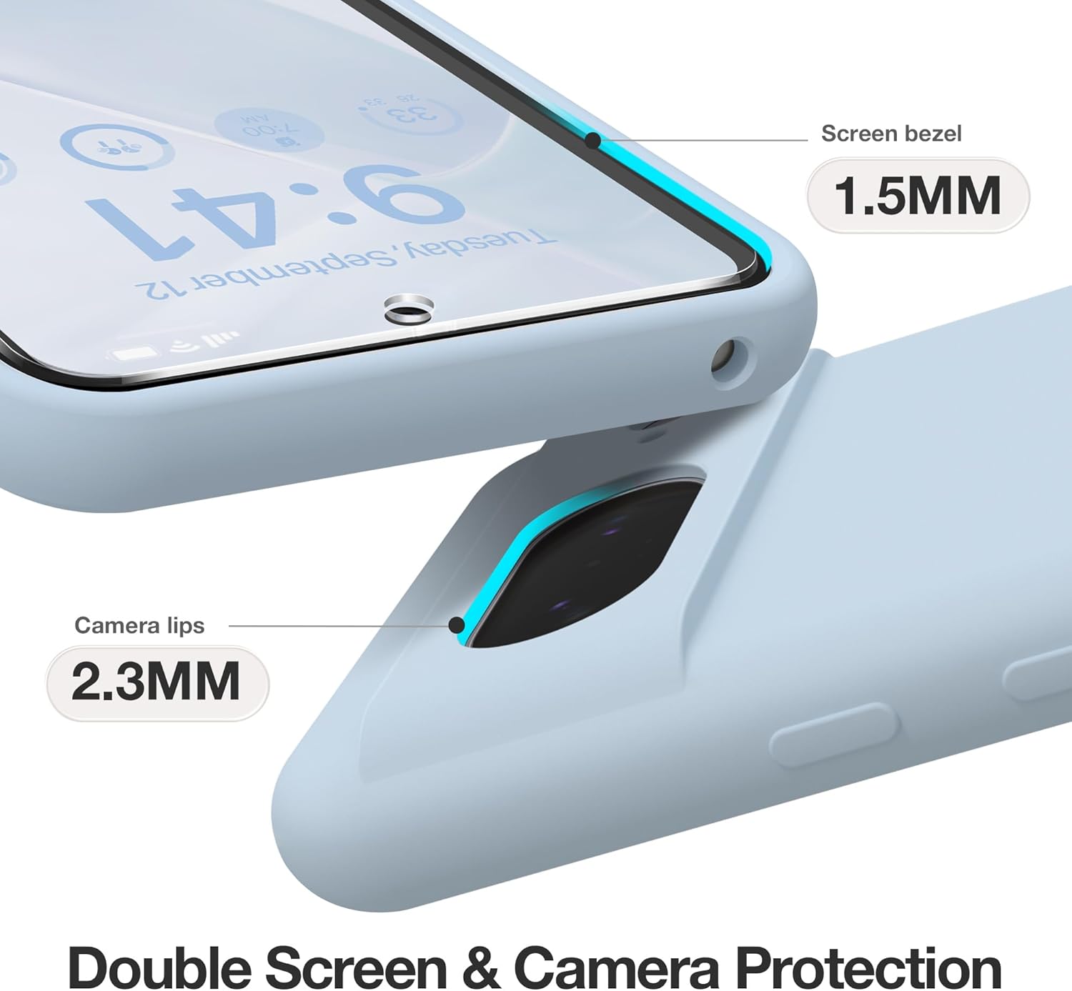 GONEZ Compatible con Google Pixel 8, funda de silicona líquida con 2 protectores de pantalla, funda protectora de cuerpo completo, a prueba de