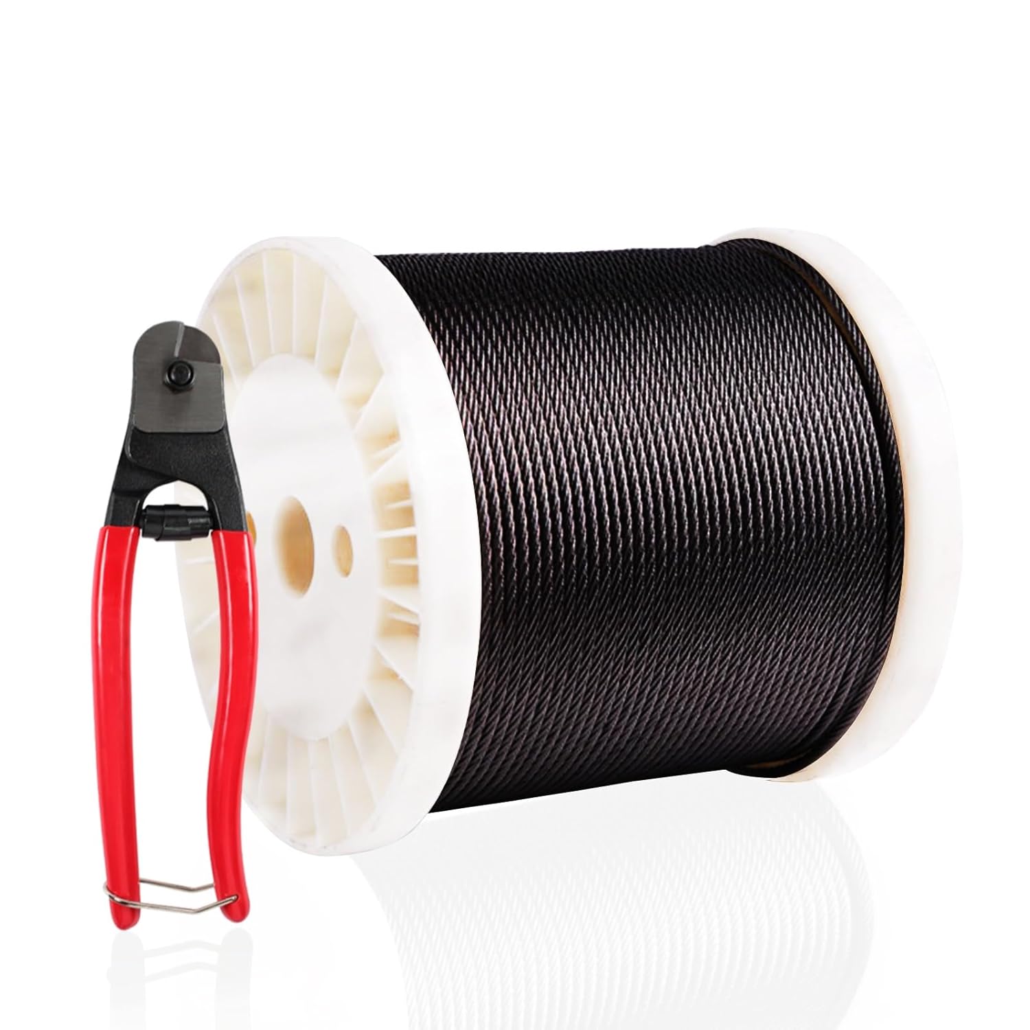 Cable de alambre de acero inoxidable T316 negro de 18 de pulgada, 300 pies, cable de grado marino para barandilla de cubierta negra, escaleras,