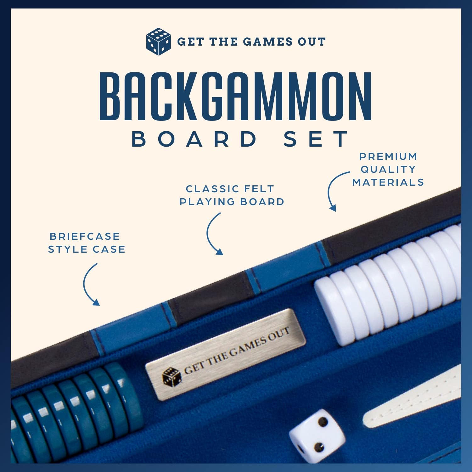Juego de mesa de Backgammon con estuche, disponible en tamaños pequeños, medianos y grandes de Get the Games Out, S