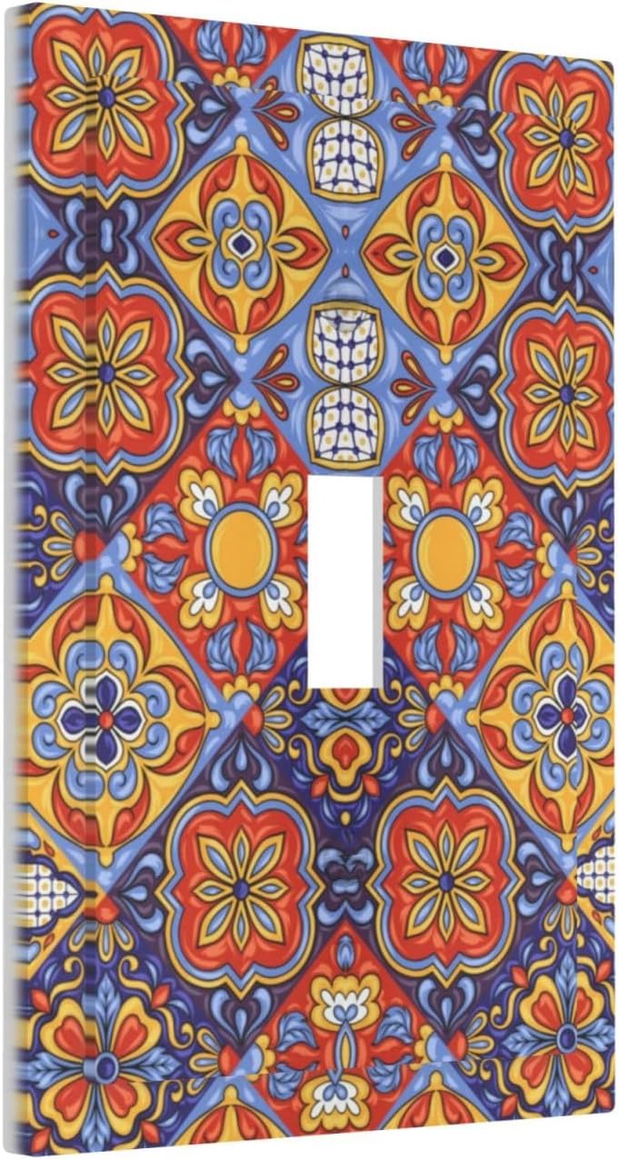 Cubierta decorativa para interruptor de luz con patrón de azulejos de cerámica Talavera mexicana de 1 cuadrilla, placa frontal para cocina, baño,