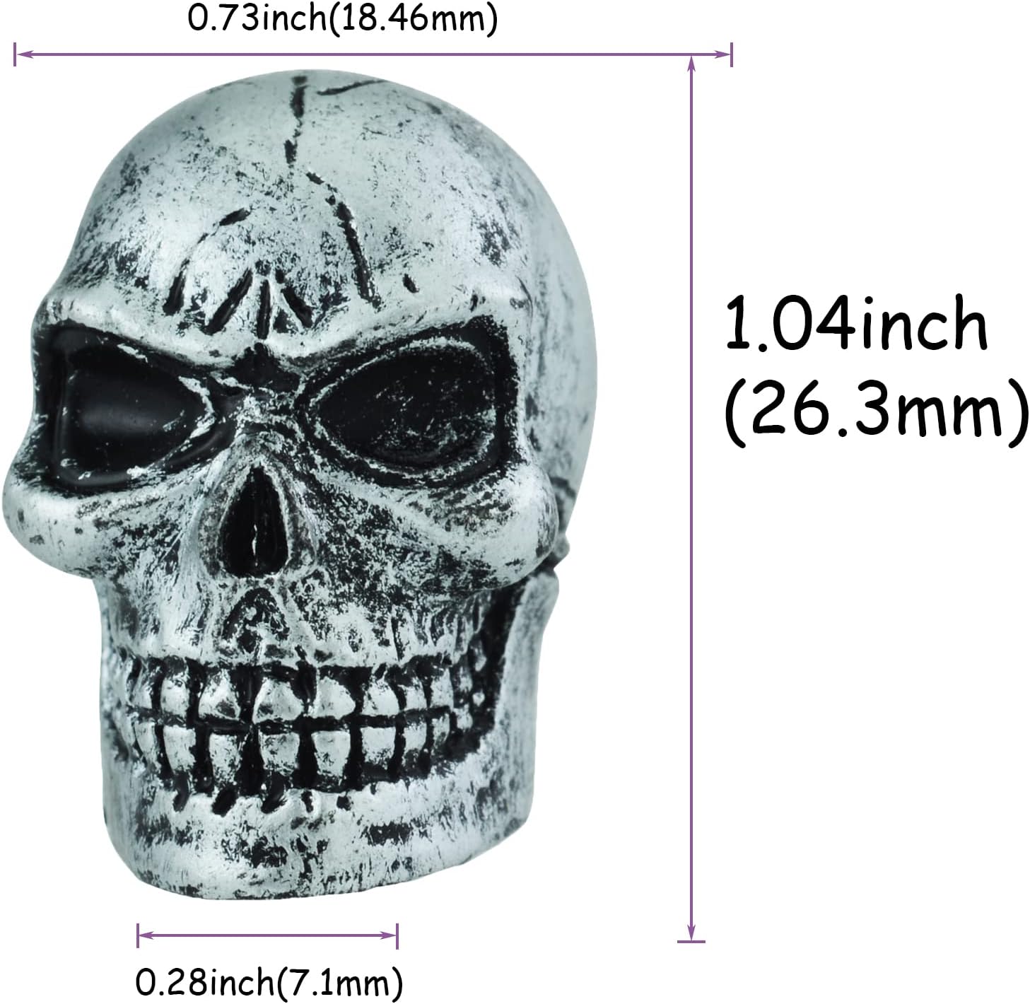 Tapas de llanta de neumático de automóvil con diseño de calavera para la mayoría de vehículos, bicicletas, motocicletas, color plateado