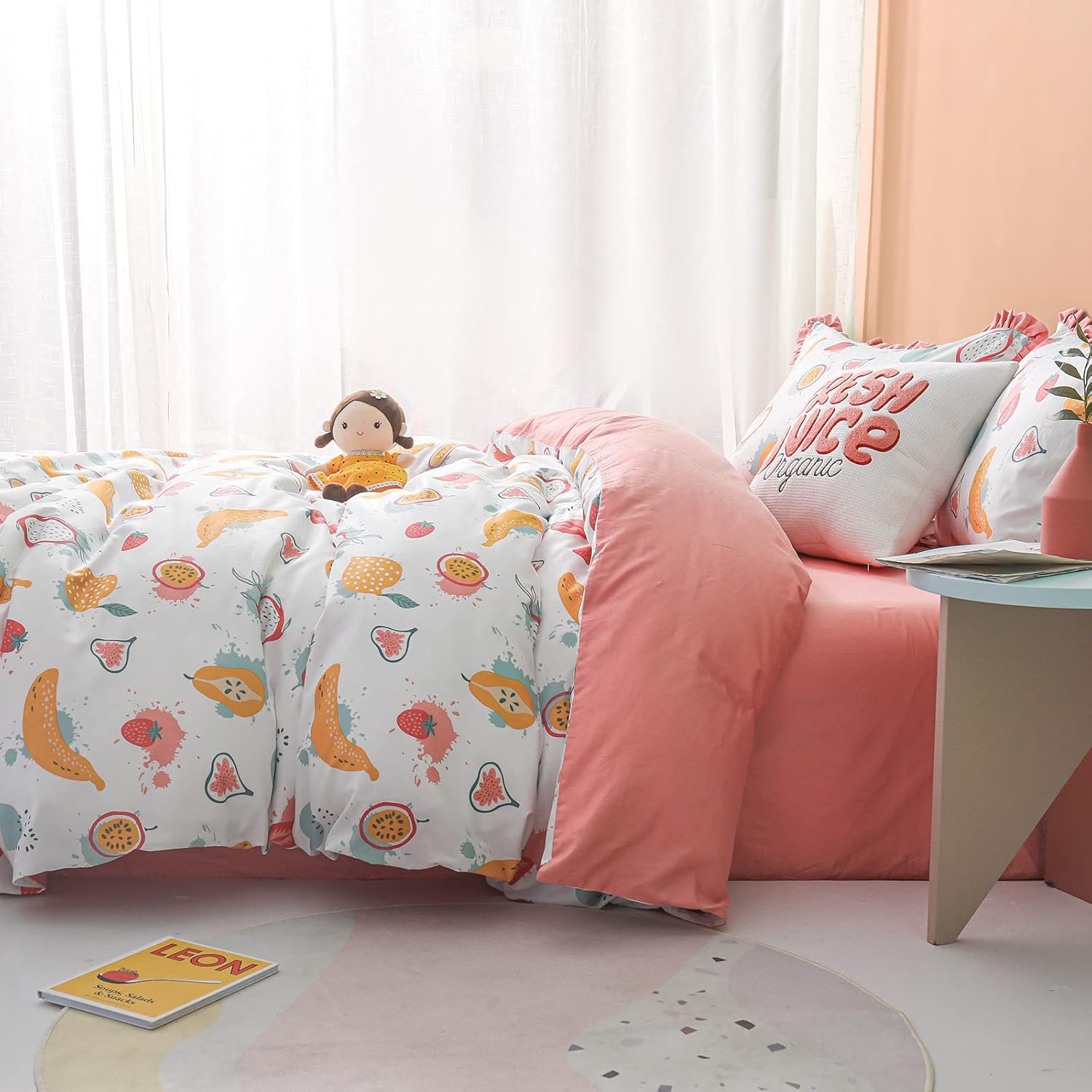 Simple&Opulence Funda de edredón 100% algodón orgánico para niños y adolescentes, funda de edredón suave de 3 piezas con cierre de cremallera, juego