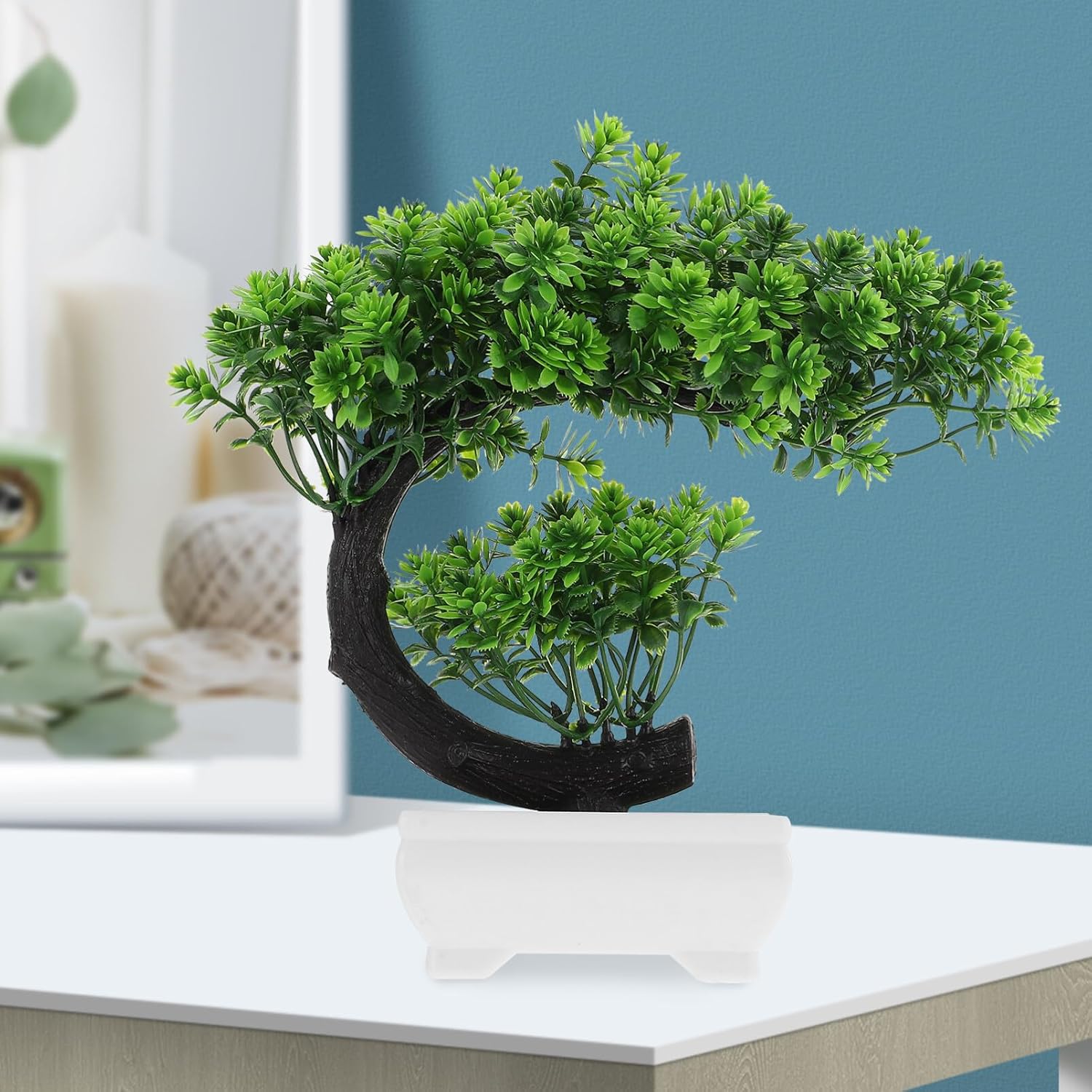 GANAZONO Pequeñas plantas artificiales para decoración del hogar, mini árbol bonsái artificial, plantas artificiales japonesas para decoración del