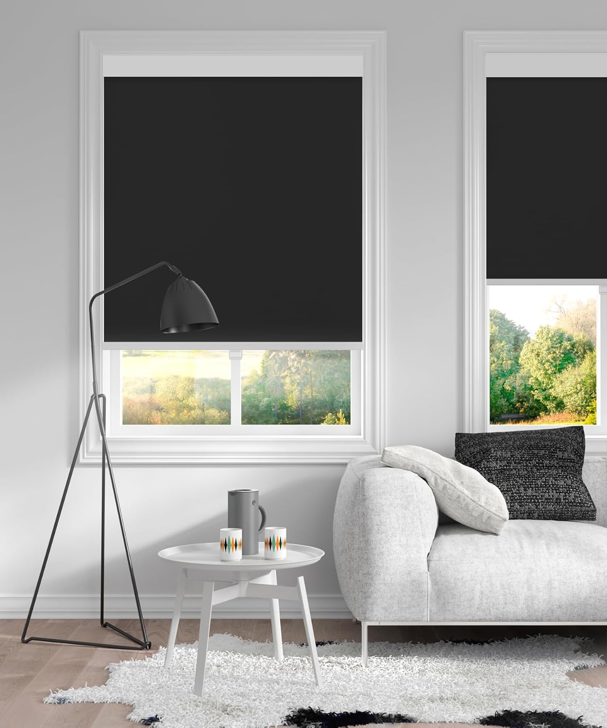 Persianas enrollables opacas para ventanas, 35 x 72 pulgadas, para dormitorio interior, persianas enrollables sin cordón con protección UV para el