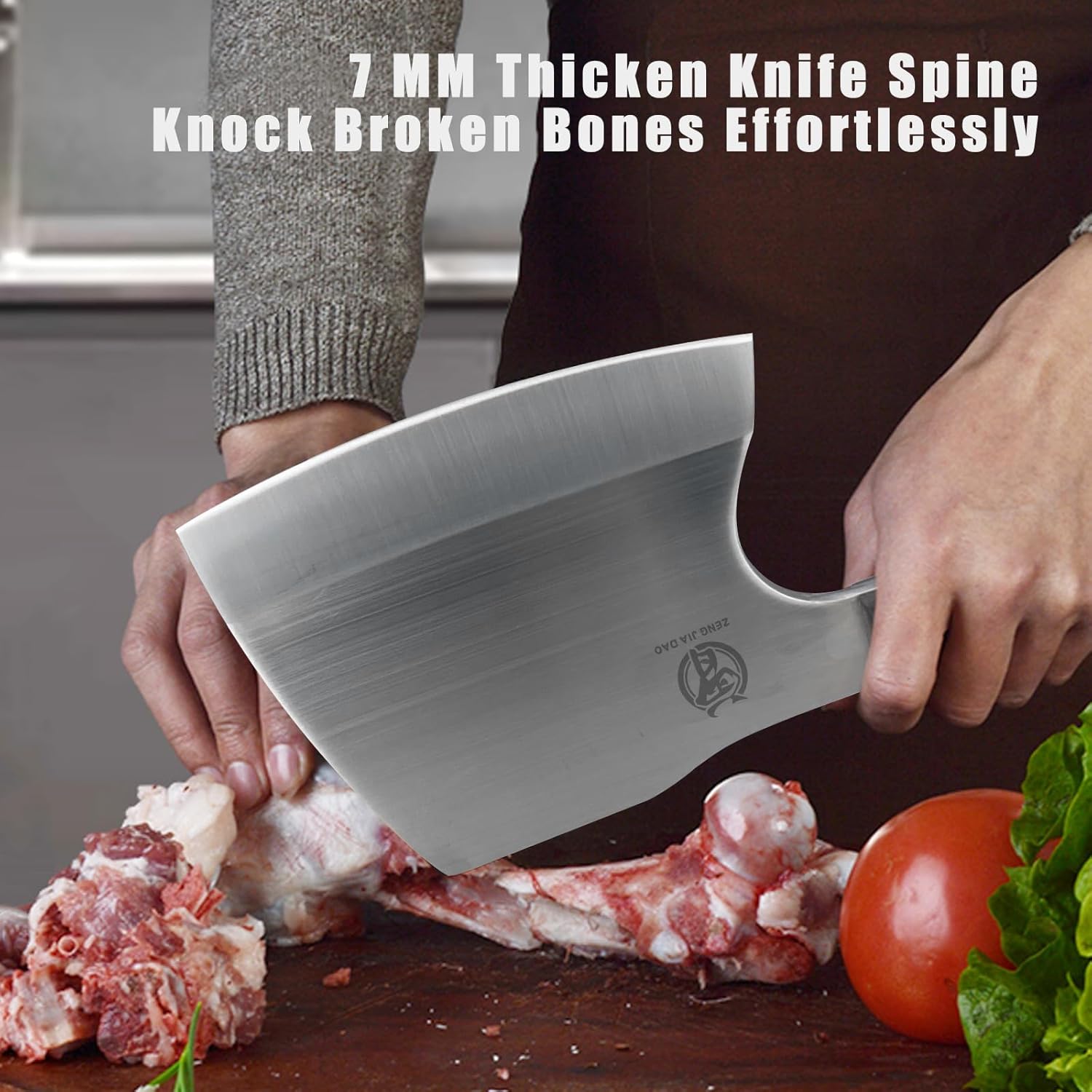 ZENG JIA DAO Meat Cleaver Bone Cleaver Knife Meat Chopper Heavy Duty 6 ” Bone Axe Butcher Knife Forged HC Steel Pakka Wood Handle in Restaurant