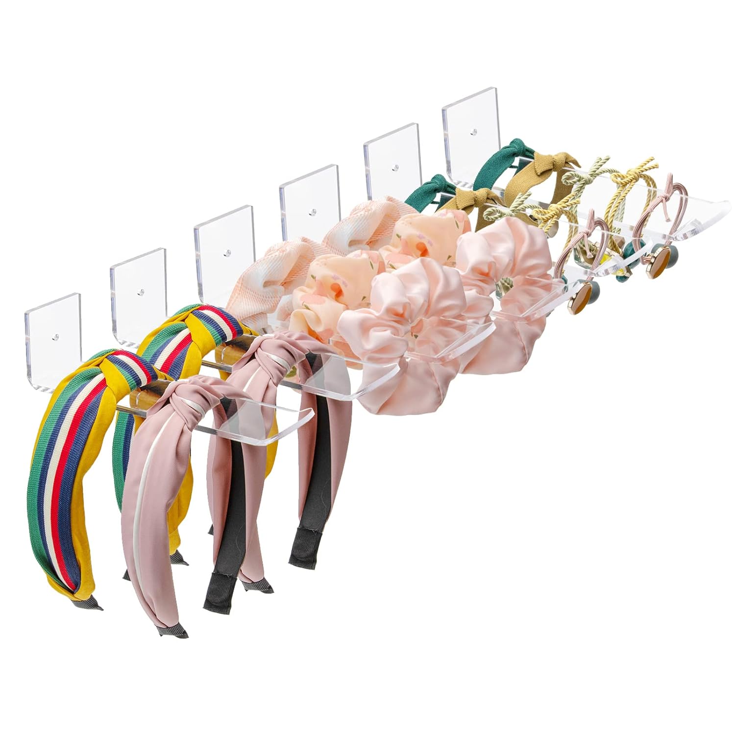 Bigfety Soporte para diadema de acrílico para pared, paquete de 6 unidades, organizador de diadema transparente para colgar para niñas y mujeres