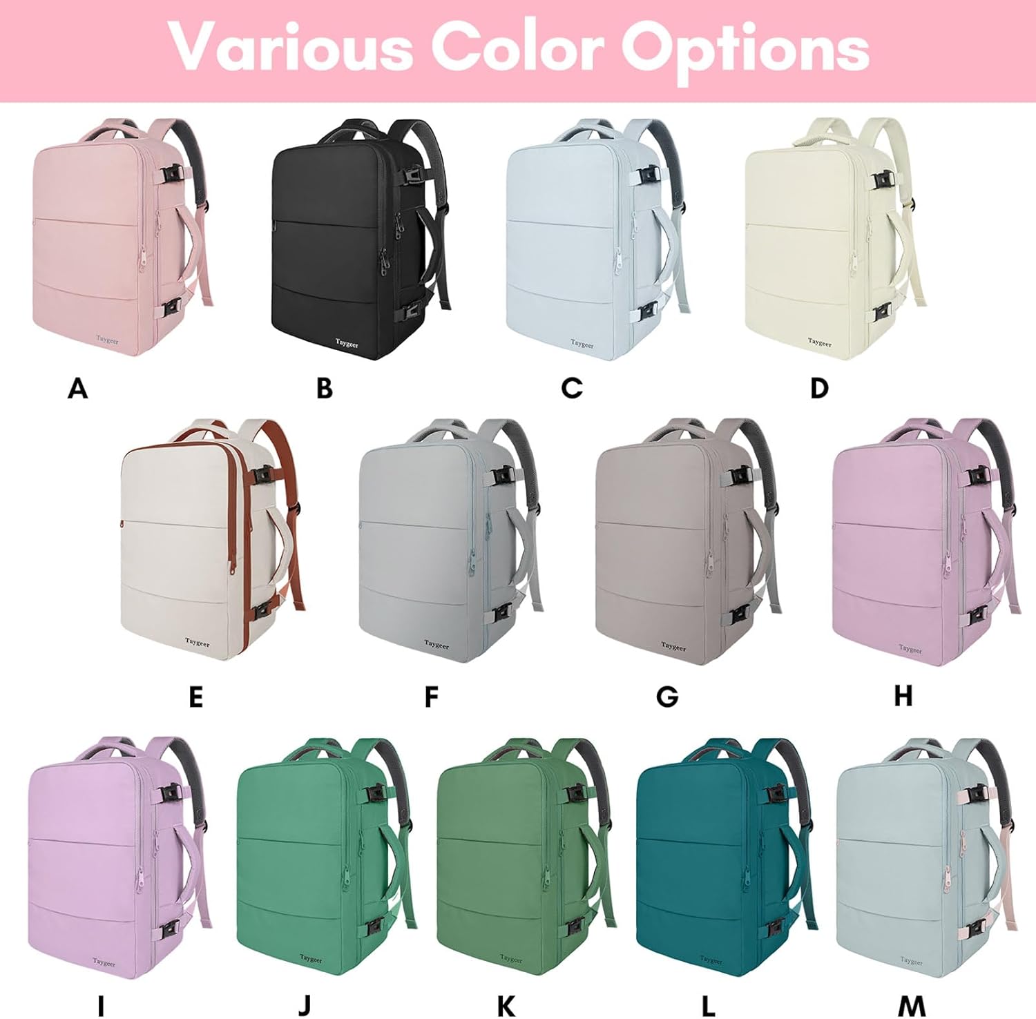 Taygeer TSA – Mochila de viaje para mujer, mochila de mano con puerto de carga USB y bolsa para zapatos, mochila para laptop de 15.6 pulgadas,