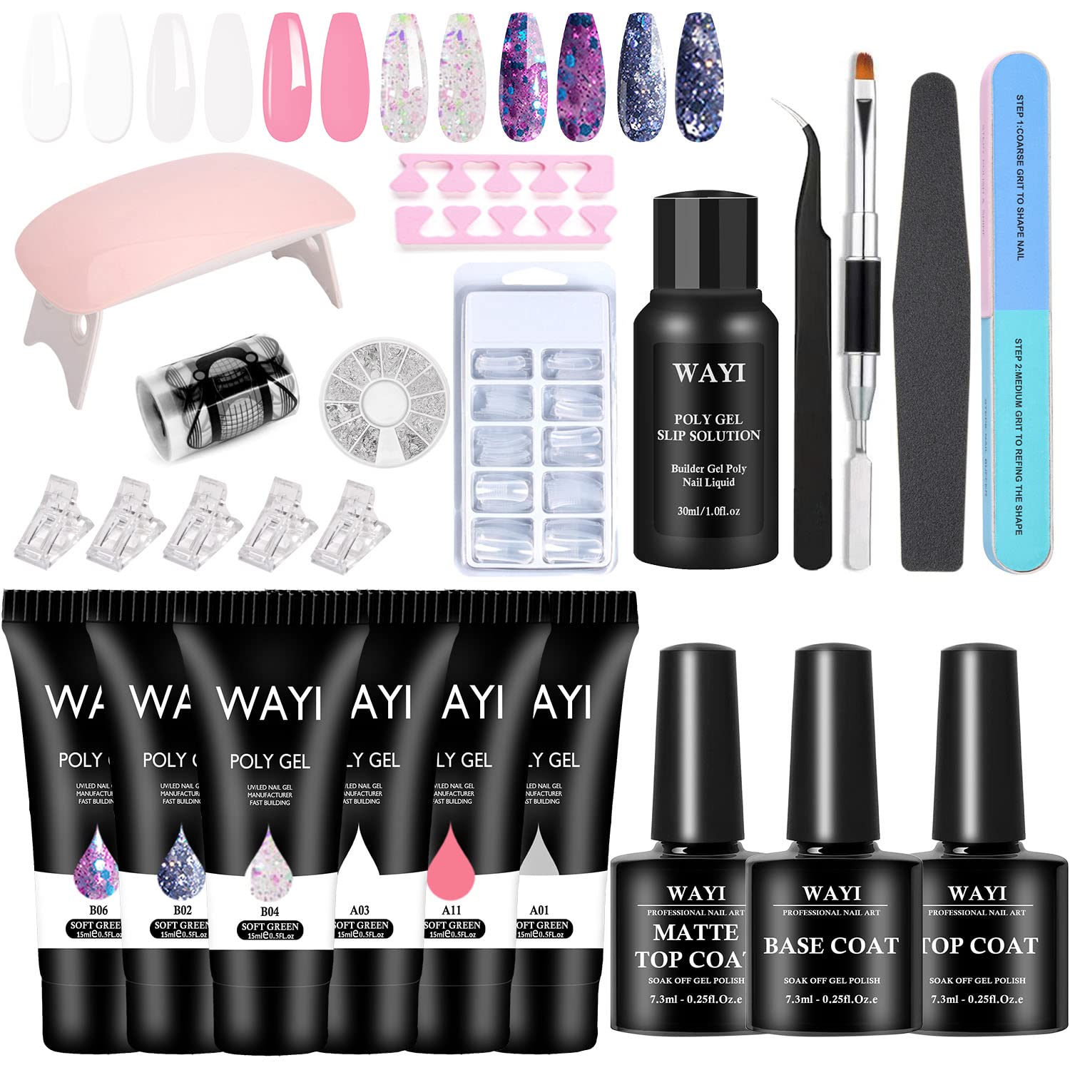 Kit de poligel, extensión acrílica de gel de extensión de poli gel, extensión de tubo de gel de uñas, decoración de uñas, engrosamiento para mujeres