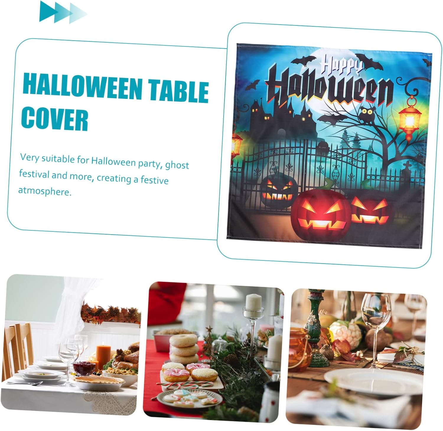 Abaodam 3pcs Halloween Tablecloth Holiday Tablecloth Scary Table Cloth Halloween Table Setting Mantel top Runner Table Decoration Table Cover Props