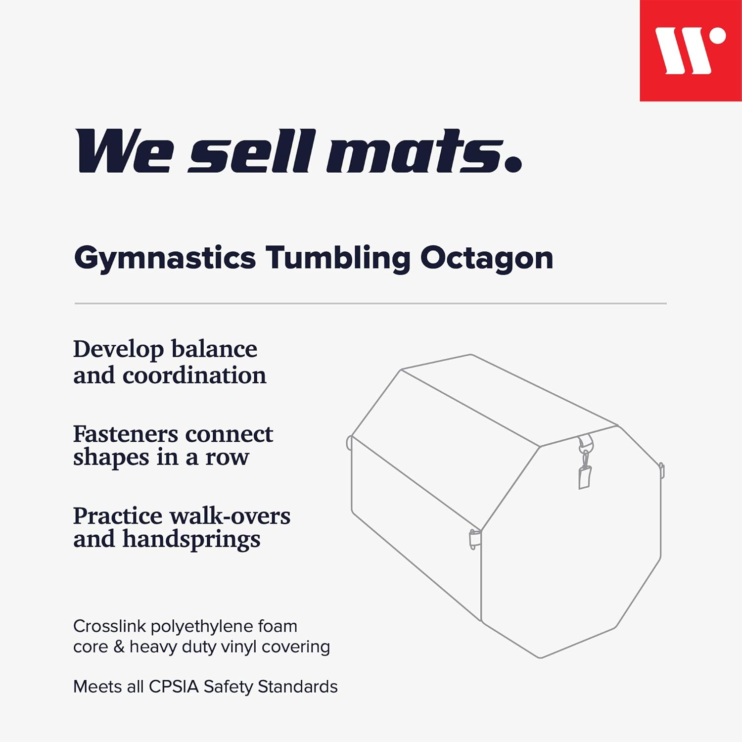 We Sell Mats Gymnastics Octagon Skill Shape Tumbling Mat, Somersault Backbend Trainer for Gymnastics, Cheerleading and Martial Arts