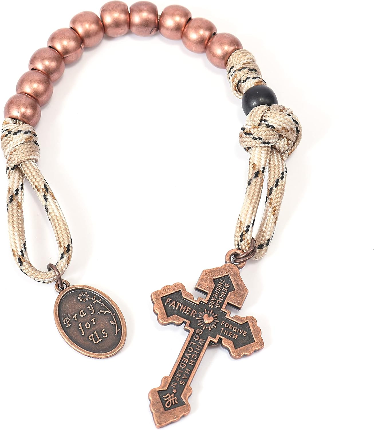 Nazareth Store Juego de rosarios de cuerda de paracaídas, collar de rosario resistente y rosario de una década con cordón fuerte y pesado con San