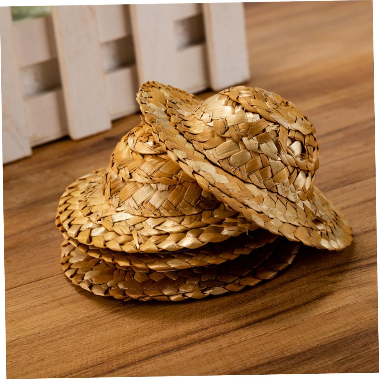 10 piezas Mini sombrero de paja pequeño sombrero de paja juguete mini sombreros de fiesta de Navidad juguetes flores decoraciones mini muñecas mini