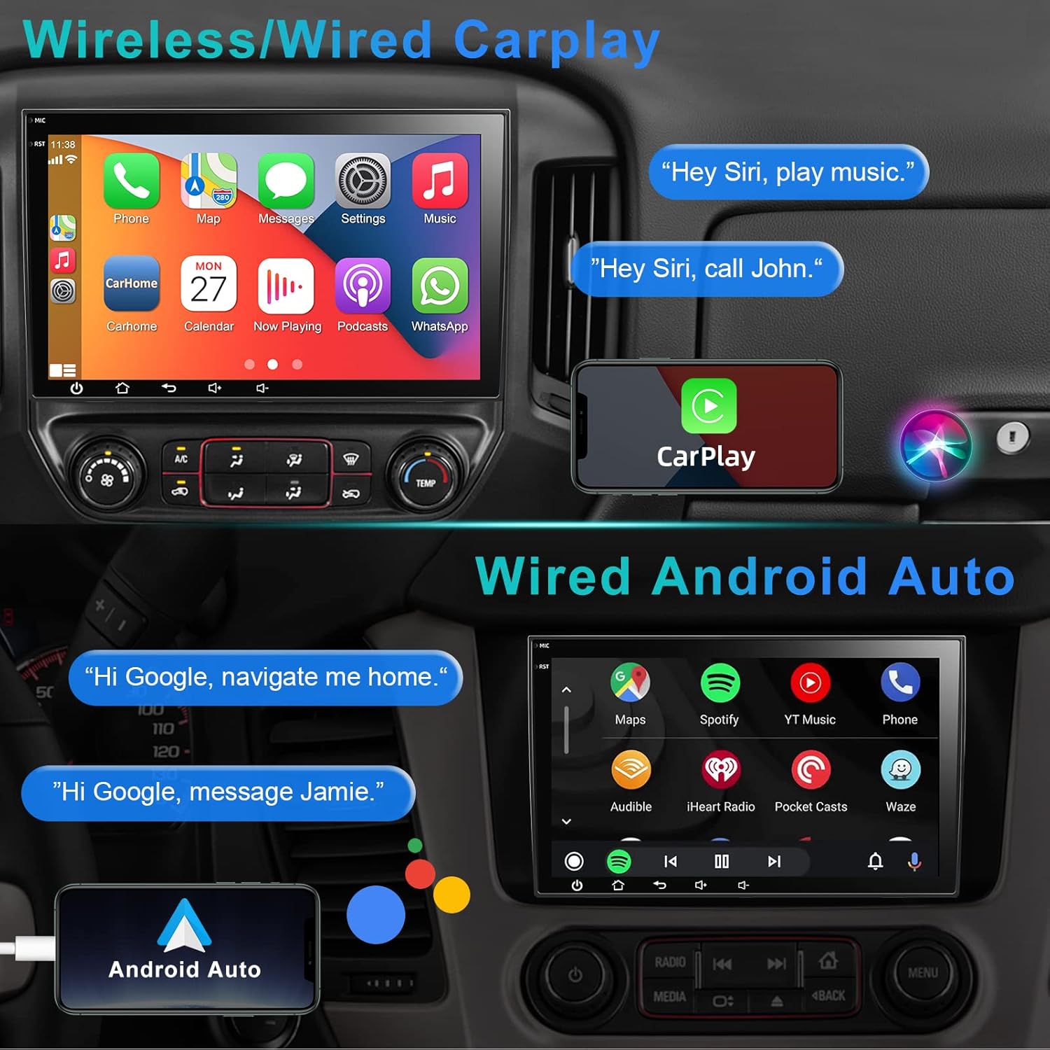 Radio estéreo para automóvil Android 12 para Chevy Silverado GMC Sierra Buick Enclave 2007-2012, 8 pulgadas IPS pantalla táctil Radio de coche GPS