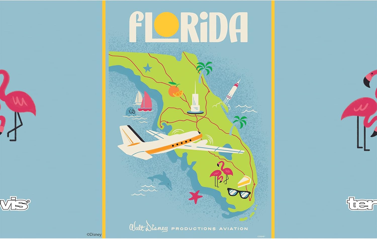 Tervis Disney Mickey Mouse One  Walt’s Plane – Póster de viaje Florida con aislamiento de triple pared mantiene las bebidas frías y calientes, 20