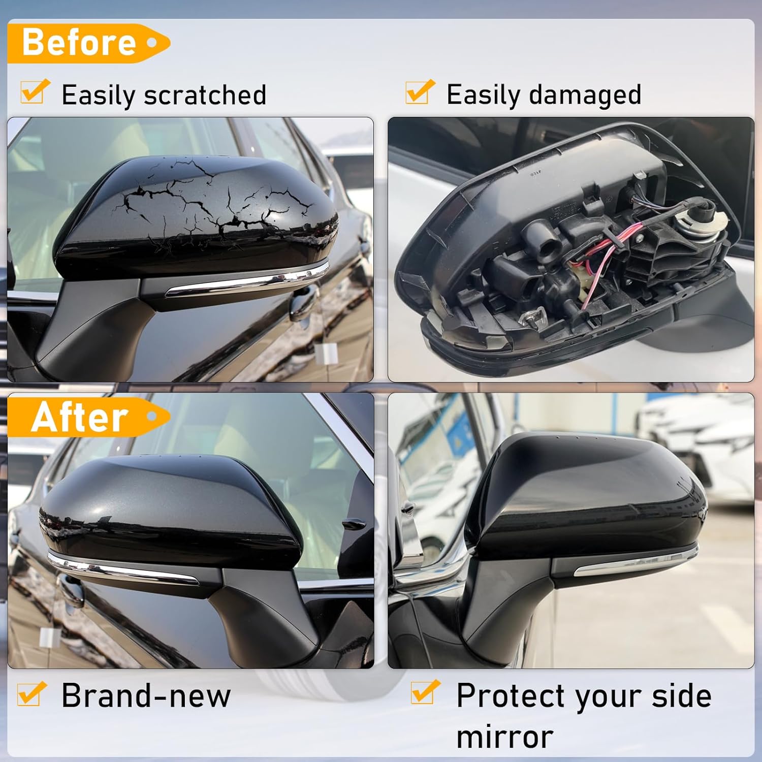 Compatible con cubierta de espejo retrovisor Toyota Camry 2018-2023, tapa de 8 generación para conductor y pasajero, cubierta de espejo retrovisor