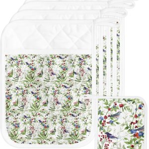 Greenery Plant – Juego de 4 soportes para ollas para cocina, antideslizante y aislante de calor, juego de agarraderas de tela de toalla con Greenery Plant – Juego de 4 soportes para ollas para cocina, antideslizante y aislante de calor, juego de agarraderas de tela de toalla con