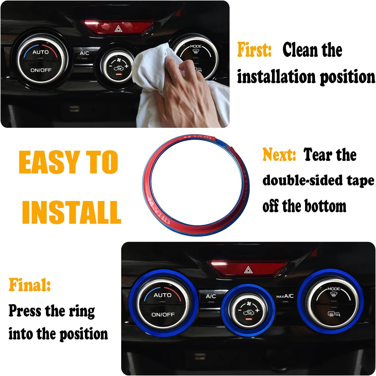 Anillo de perilla de interruptor de CA para Subaru Forester 2019-2023 Subaru Crosstrek Accesorios 2018-2023 Impreza 2017-2023 Anillo de interruptor