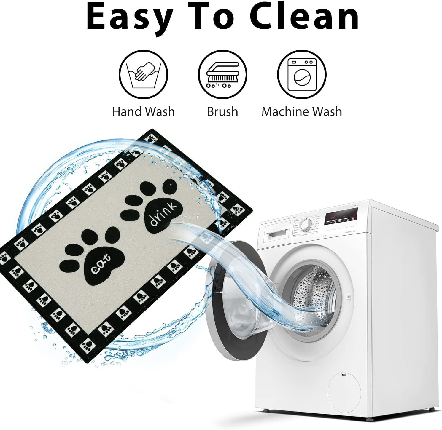 Tapete de comida para perro, absorbente de agua, mantel individual antideslizante para mascotas y agua, fácil de limpiar, lavable a máquina, tapete