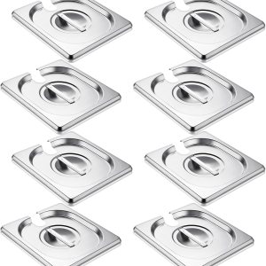 Zonon Paquete de 8 fundas para sartenes de mesa de vapor, tapas con muescas para sartenes de hotel, tapas con asas, tapas de bandeja de alimentos Zonon Paquete de 8 fundas para sartenes de mesa de vapor, tapas con muescas para sartenes de hotel, tapas con asas, tapas de bandeja de alimentos
