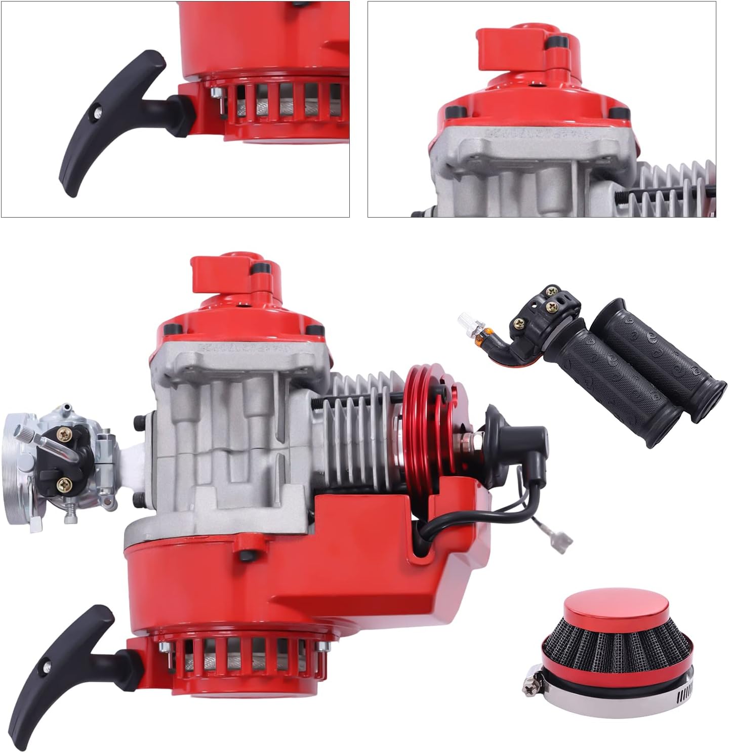 CNCEST Kit de motor de motor de 2 tiempos de 49 CC, motor de arranque de 6 dientes para 2 tiempos 49CC Pocket Bike Mini Dirt Bike ATV Scooter