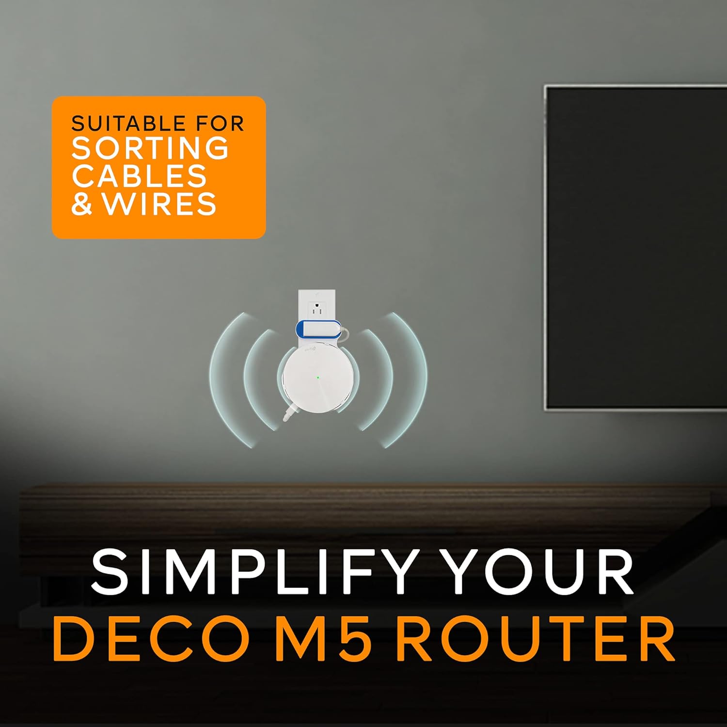 Cajas de almacenamiento de cable y línea eléctrica para enrutador WiFi, soporte de pared Deco fácil de instalar para Tp Link Deco M5, azul, paquete