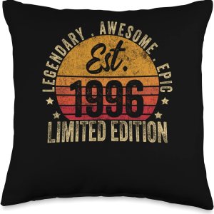 27th Birthday Vintage 27 Year Old Est 1996 Limited Edition Throw Pillow, 16×16, Multicolor 27th Birthday Vintage 27 Year Old Est 1996 Limited Edition Throw Pillow, 16×16, Multicolor