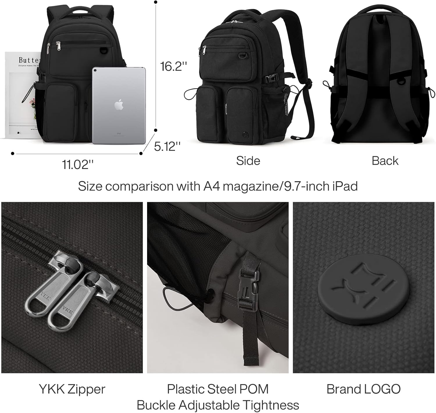 mixi Travel Laptop Backpack, Lightweight Durable School Bookbag Men Woman 15.6″ Computer Bag, Water Resistant Outdoor Hiking Backpacks With