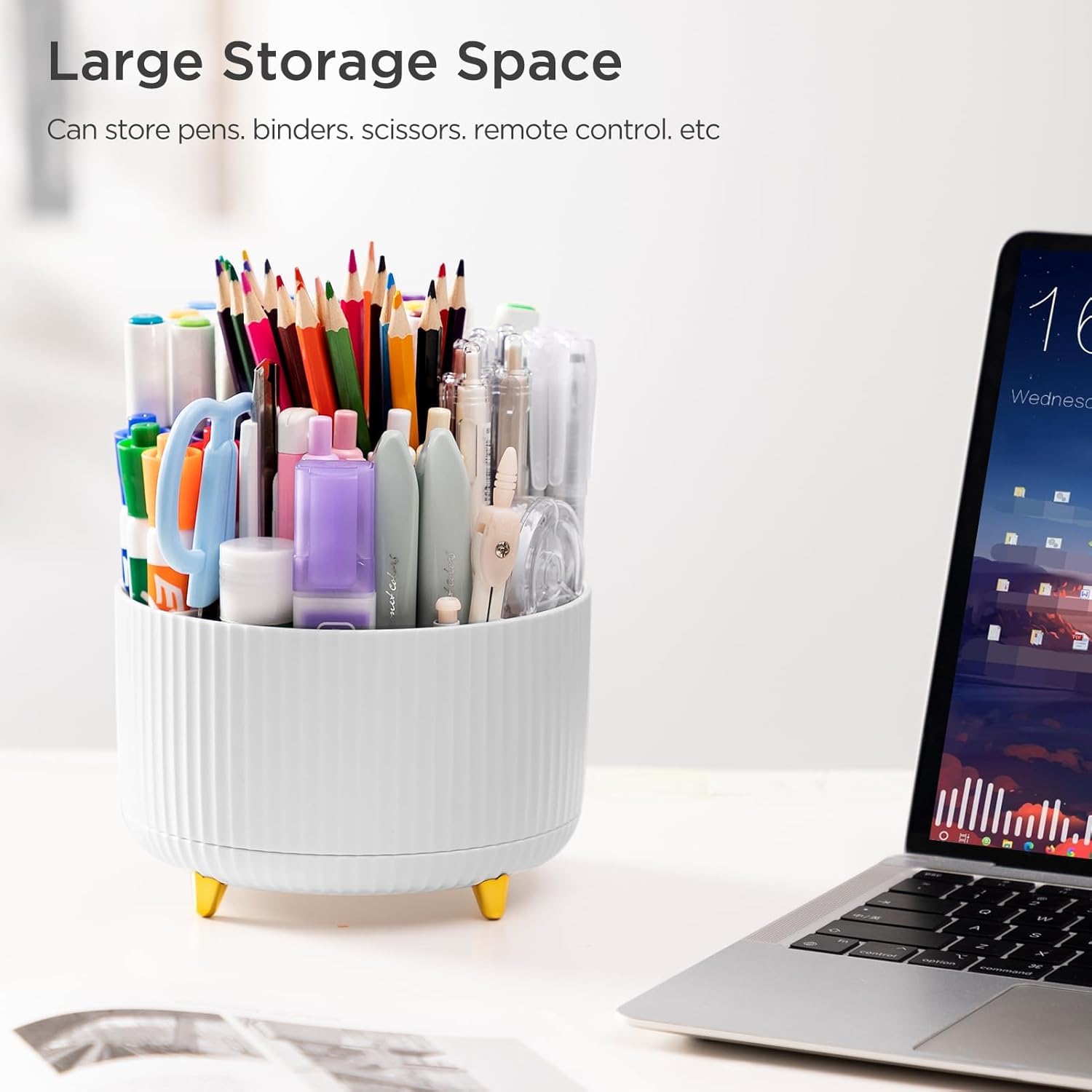 HBlife 2 soportes para lápices para escritorio, 5 ranuras organizadores y accesorios giratorios de 360 grados, suministros de papelería de