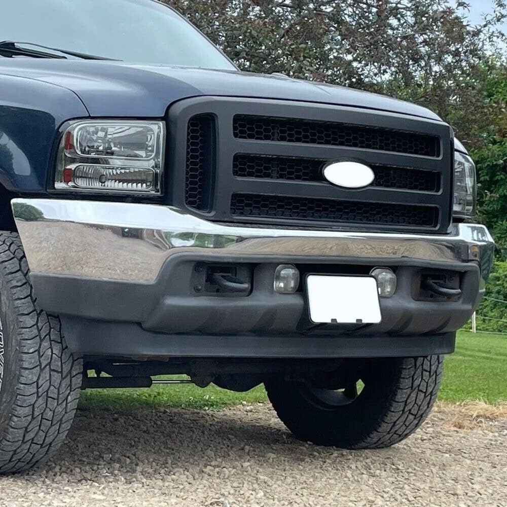 ECOTRIC Nueva parrilla delantera compatible con Ford F250 F350 Super Duty Excursion Black Grille Style 1999 2000 2001 2002 2003 2004